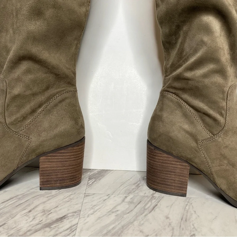 BP Luke Gray / Green Faux Suede Over The Knee Boot 8 1/2